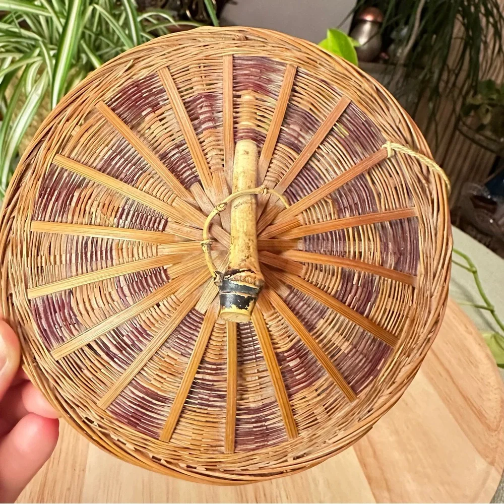 Vintage Pier 1 Imports Lidded Woven Basket – Rustic Boho Storage Decor